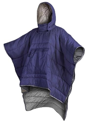CCKUHN Camping-Schlafsäcke, tragbarer Kapuzenponcho für Herren und Damen, Winter-Schlafsack, Umhang, Winter-Camping-Poncho, Lazy Quilt, Lounge-Decke, warme Jacke, Überlebensausrüstung (Ma