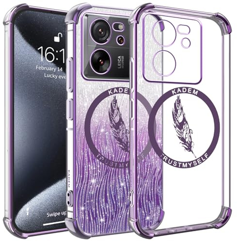 TEYYOS Funda para Xiaomi 13T/Xiaomi 13T Pro, Funda Protectora Híbrida Transparente con Brillo Electrochapado, Carcasa de Parachoques de TPU Ultrafina Resistente a Arañazos Case Cover, Morado