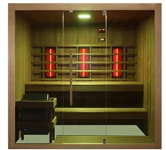 KOTKA Sauna infrarouge et finlandais pour 4 à 5 personnes – 200 x 150 x 190 cm – Projecteur à spectre complet avec pierres de sauna, lumière LED colorée (7 couleurs), lecteur MP3 avec Bluetooth