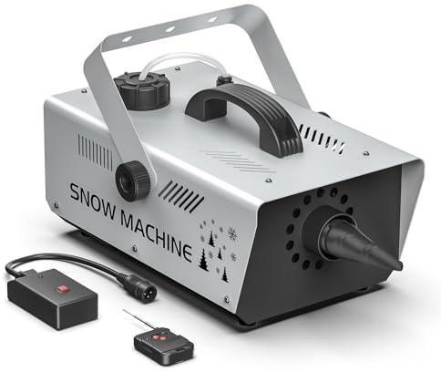 Machine à Neige 1200W, Machines à Effets avec Télécommande Sans Fil pour Halloween, Noël, la Fête, le Mariage, le Spectacle DJ, Effets de Scène