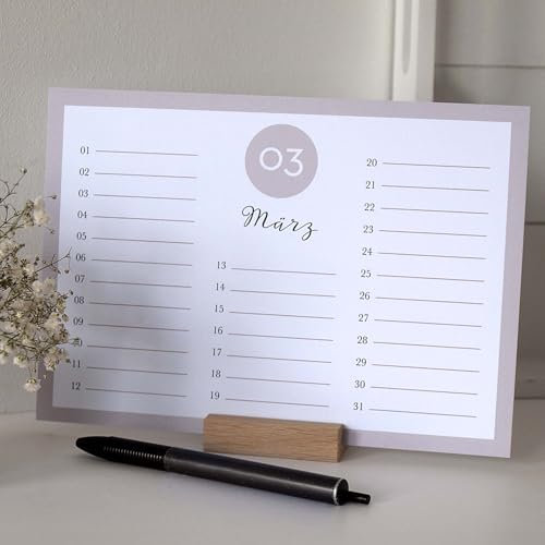 Geburtstagskalender Jahrestage immerwährend DIN A5 Tischkalender Holzständer optional