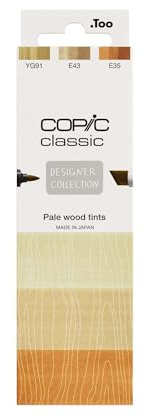 Copic Classic DESIGNER COLLECTION Set Pale wood tints, Marker Set mit 3 warmen Brauntönen, Twin Marker mit einer breiten und einer feinen Spitze