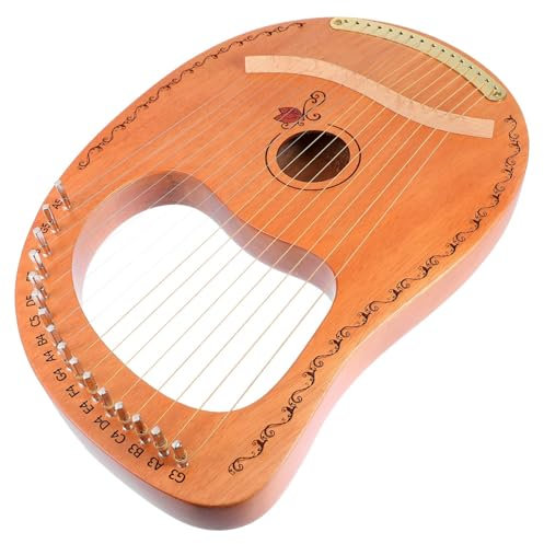 ERSINIAN 1 Set 16-saitige Lyra-Harfeninstrument Anfänger-Musikinstrument Handlyra Harfe und Lyra Traditionelle Lyra Saiteninstrument Lyra Kindergeschenke Schoßharfe Kinderschlüssel Holz Mahagoni
