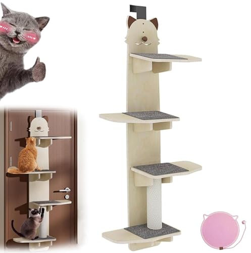 YZRDCXM Klettergerüst for Katzen an der Tür, mehrstufiger, an der Tür montierter Kratzbaum, an der Tür hängendes Katzenregal, Kratz- und Klettermöglichkeiten for Hauskatzen(150CM/59IN)
