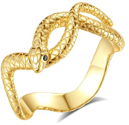 EUDORA Harmony Ball S925 Sterling Silber Schlange Ring für Damen Herren, Vintage Verstellbarer Schlangen Ringe Offener Ring Mit Schlange Schmuck, Geschenk für Herren Frauen