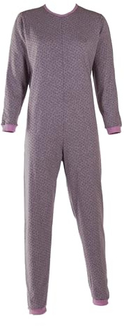 Confezioni_Emy Pyjama intégral médical unisexe – Grenouillère adulte coton 100% – Pyjama dos zip seniors – Vêtements gériatriques confortables Made in Italy - Taille S - Pois Rose
