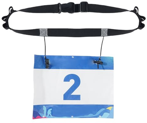 Startnummerband, Löpmidjepaket, Bälte med Nummerhållare, 91 cm, Elastisk Sport Löpbälte med Klämstängning för Triathlon, Maraton, Jogging, Cykling (Svart)