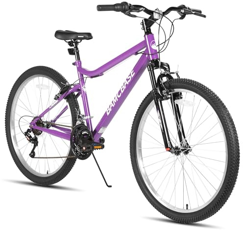 HILAND Lilac 26 Inch Women's Mountain Bike, 18-Speed High Carbon Steel Frame MTB with Front Suspension, V-Brakes, Ladies Hardtail Mountain Bike for Commuting