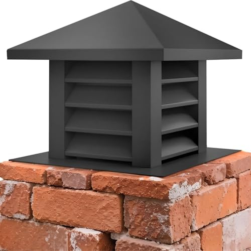 450mm*450mm Aluminum Chimney Cap Rainproof Square，Outside Roof Fireplaces Caps，Durables Villa Accessory，Fireplace Flue Lid for Outside(250 * 250mm/9.8 * 9.8in)