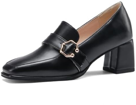 Dam cocktailskor blockklack pumps med fyrkantig tå för bankett och festkläder 5 cm klackhöjd bekväm passform, Svart, 40 EU