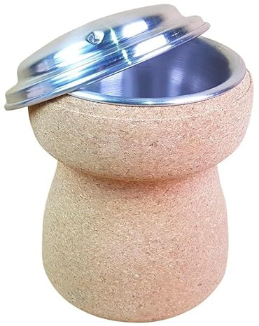 Seau à vin et à champagne en liège | Grand refroidisseur de bouteille en forme de bouchon de champagne | Diamètre intérieur : 10 cm | Extérieur en liège pressé, intérieur en acier inoxydable |