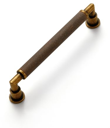 JIASENBAO 5-pack Antikmässingsknoppar, 128mm c/c, Räfflat Vintage Handtag för Kök, Badrum och Byrå – Zinklegering