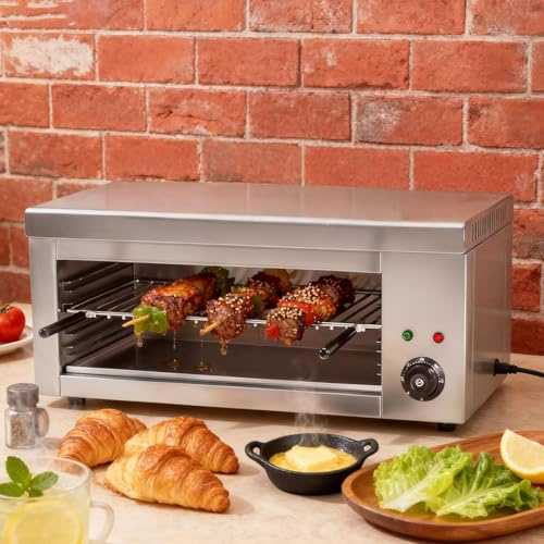Tostador Plano Eléctrico Grande Y Horno De Sobremesa, 2000W Y 30L Capacidad - 4 Niveles Ajustables, Funciona Como Barbacoa De Interior Sin Humo, Para Uso Diario