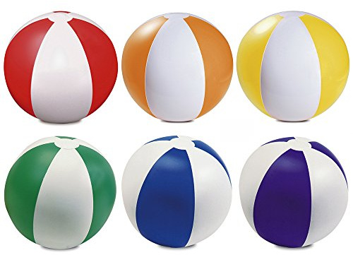 eBuyGB Pack of 6 Inflatable Colour Beach Ball Pool Game, Mixed Colours, 22cm / 9