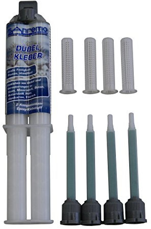 Sanremo DÜBEL KLEBER 25ml + 4 Mischdüsen + 4 Siebhülsen Epoxidharz Kleber 15 Minuten Epoxy