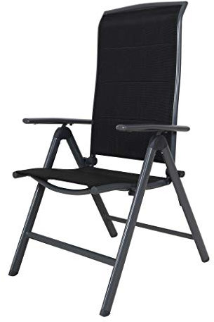 Chicreat Gepolsterter Klappstuhl mit hoher Rückenlehne, Aluminium - Grau/Schwarz