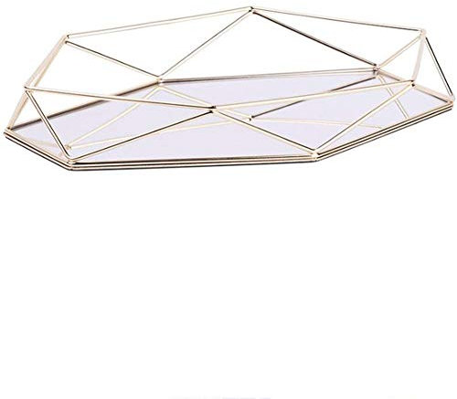 ele Eleoption Parfüm-Tablett, dekoratives Tablett aus Metall, Schmuckaufbewahrung, für Kommode, Badezimmer, Schlafzimmer (Gold)