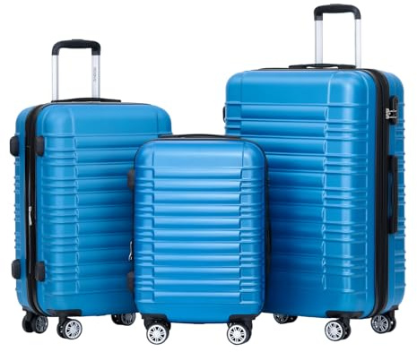 BEIBYE Zwillingsrollen Reisekoffer Koffer Trolleys Hartschale M-L-XL-Set (Turquoise, Set)