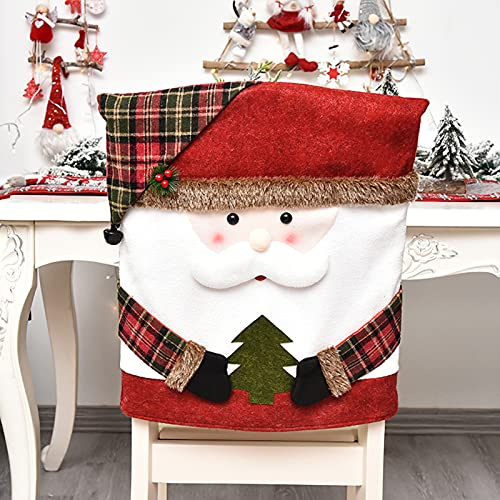 Fofetbfo Stuhlhussen für Weihnachten - Weihnachtsmann, Schneemann, Rentier - Esstisch & Küchendekoration, 2 Stück