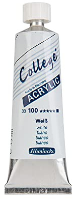 Schmincke - College Acrylic, Weiß in 35 ml-Tube, 33100009, Acrylfarbe mit Künstler-Pigmenten in hoher Konzentration, deckend und lasierend, lichtecht, seidenmatt