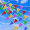 Banderín de 328 pies/100 m, banderín de tela de nailon reutilizable con 200 banderas triangulares para decoración del día de la madre, jardín, cumpleaños, boda