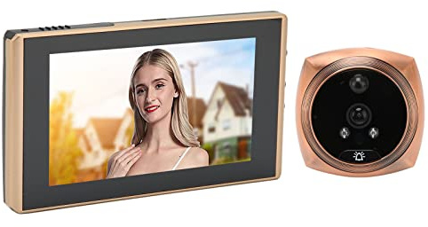4, 5 Tum Digital Dörrklocka LCD, 135 Graders Ögon Elektronisk Titthålsdörrklocka, 1080P Färg Nattseende Människokroppsdetektering Titthålskamera för Lägenhetsdörr för Hemmabruk(Guld)