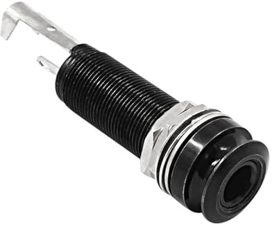 LifCratms 1/4(6.35mm) Guitar End Pin Output Jack, Black Metal Threaded Stereo Output Jack Socket for Electric Guitar Bass