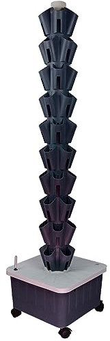 ZHEYANG Hydroponic System Turm Hydroponic System Tower Hydrokultur-Wachstumsturm, Pflanzgefäß Für Kräuter, Obst Und Gemüse, 5 Pflanzen Pro Schicht, 8/10/12 Schicht 0828(Color:A1,Size:10 Layer)