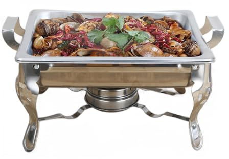 Chynalys Speisenwärmer Chafing Dish Set Edelstahl 6L Warmhaltebehälter Wärmebehälte, Chafing Dish Speisenwärmer Warmhaltebehälter Wärmebehälte, Wärmebehälter für Catering Buffet, 21x26x26cm