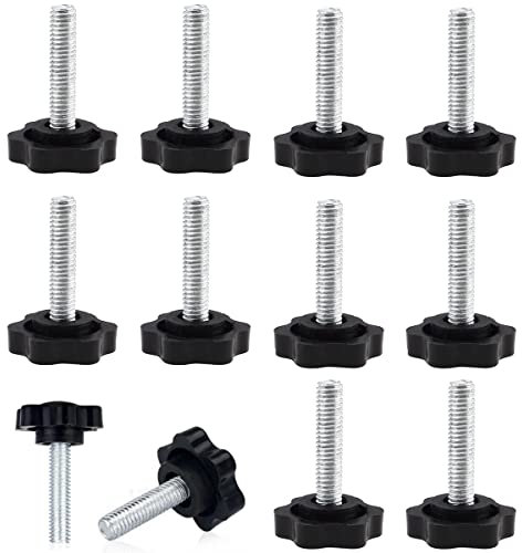 HONGECB Vite di Serraggio Della Manopola, Manopola Filettata, Manopola di Bloccaggio a Forma di Stella Vite, Bulloni Maniglia Zigrinata, per Macchina, Attrezzatura, Nero, 10 Pezzi (M8)