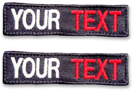 2 Stück Namensschild mit Klett Personalisiert Aufnäher 9 cm, Schwarz, Gestickt 11 Farben, Verschiedene Schriften - Custom Name Patch Iron On Hook Loop Rectangle (hook-loop/klett)