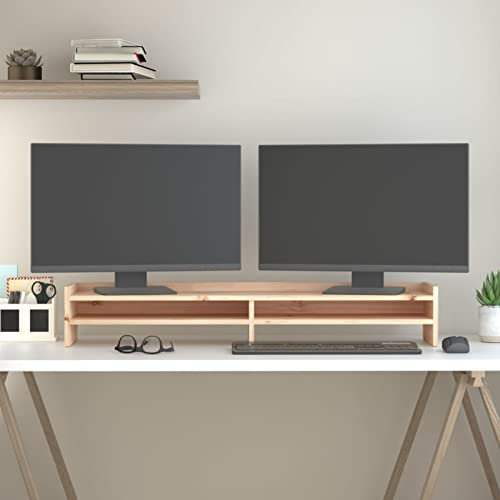ZEYUAN Monitorständer 100x24x16 cm Massivholz Kiefer, Monitor Erhöhung, Schreibtischaufsatz, Monitor Erhöhung Schreibtisch, Bildschirm Erhöhung, Schreibtisch Regalaufsatz - 813989