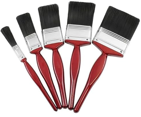 Malerpinsel, Wandpinsel-Set, Naturborsten, Außendekoration, Naturborsten, Holzgriff, für alle Latex- und Ölfarben, Heimwerker, innen und außen, verschiedene Größen, 5 Stück