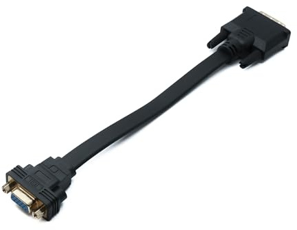System-S Cable DVI D de 20 cm 24+1 25 pines macho a VGA 15 pines hembra plano panel montaje tornillo adaptador