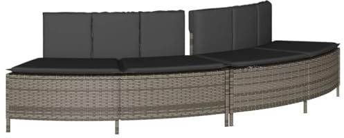 vidaXL Panche Vasca Idromassaggio con Cuscini 2pz in Polyrattan Grigio, Panca per casca idromassaggio con Cuscino, Panca in polyrattan, Panca da Giardino