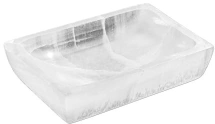 NKlaus Selenit Schale 15x10 cm – Rechteckige Form für Reiki, Edelstein-Aufladung & spirituelle Reinigung, ideal für Meditation & Feng Shui