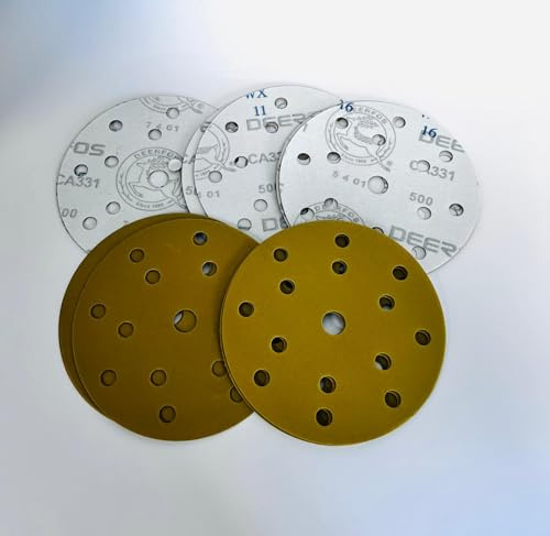 INTERMIX SUPPLIES Deerfos 150mm Sanding Discs P500, Hook & Loop Aluminium Oxide Sandpaper, 15-Hole Dust Extraction, Heavy Duty Sander Pads, Professional, Wood & Metal Abrasive Discs Pack of 100