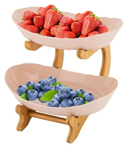 Corbeille à fruits - 2 étages - Bol à fruits moderne - 2 étages - Pour le placement familial des desserts, des bonbons, des légumes, des fruits
