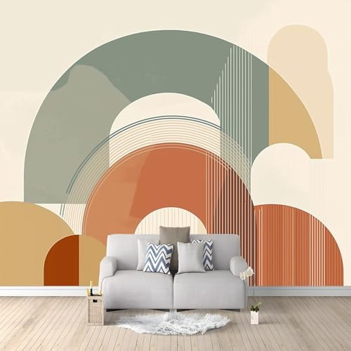 Papier Peint Panoramique 200 x 140 cm, Abstrait géométrique arches Salon Chambre à Coucher Maison Décoration Intérieure - Papier Peint intissé 3D Crème