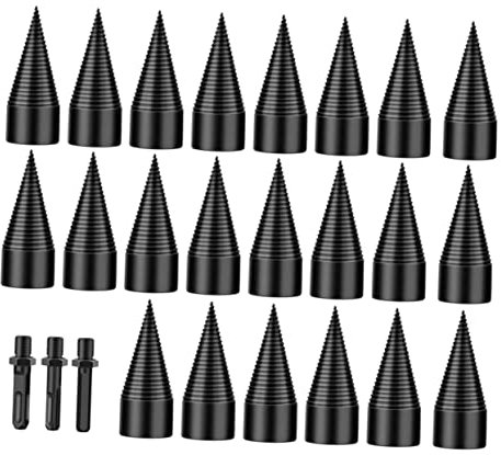 Happyyami High Steel Firewood Drill Bit Splitting Cone Auger for Logs Garden Drill Bit Wood Splitter Impact Resistant