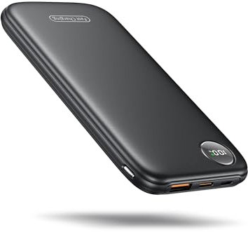 Power Bank, 22.5W 10000mAh Ricarica Rapida Caricatore Portatile iphone, QC 3.0 USB C Powerbank Potente, Batteria Esterna Display LED per iPhone 16 15 14 13 12 Pro Max Mini Plus Android (Nero)