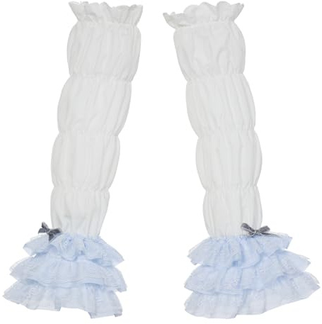 BPURB Lolita mehrlagige gerüschte lange Armstulpen, fingerlose Handschuhe für Damen, Y2K, süße Spitze, Armstulpen für Halloween, Kostüm, Cosplay, Party