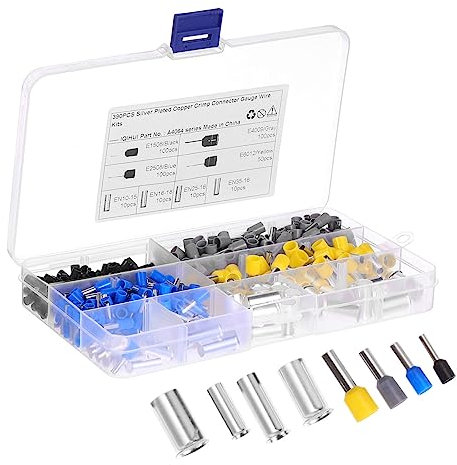 TOPPERFUN 390pcs Wire Crimp Connector Insulated Ferrule Pin Cord End Terminal Electric Wire Connector Kit Pin for Car Audio Appliances