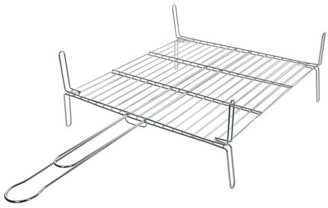 Parrilla Barbacoa Doble con Patas, Metal Resistente y Duradero. Mayor resistencia a la Corrosión. Ideal para asar Carne, Verduras y Pescados. Ideal para Hostelería, Bar, Restaurantes (50x50cm)