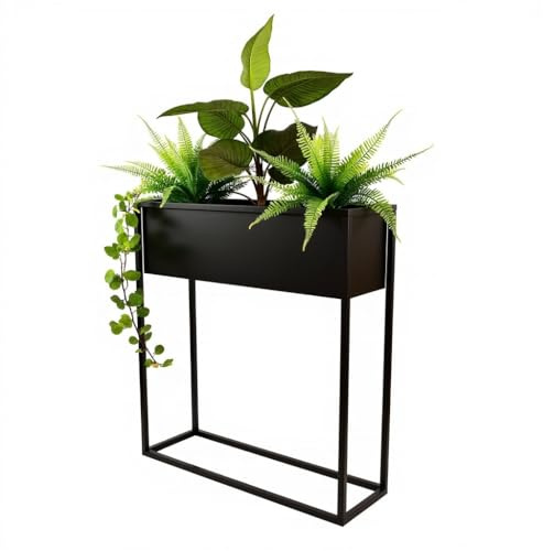 FRAMADO - Pflanzenständer Petto - 60x21x80cm - Farbe Schwarz - für Zimmerblumen - Metallregal - Dekorativer Tisch - Blumenständer - für Zimmerecke, Wohnzimmer, Balkon