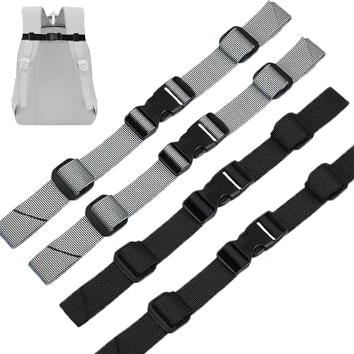 Brustgurt Rucksack Kinder,4 Stück Verstellbarer Brustgurt Rucksack, Rucksack Brustgurt Rutschfest Strapazierfähiger, Rucksack Brustgurt Nachrüsten für Schulrucksack Außerhalb Reise (Schwarz und Grau)