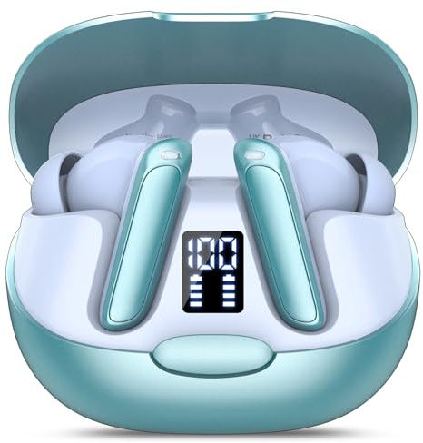 AI Kopfhörer Übersetzer, 3-in-1 Sprachübersetzer Kopfhörer 164 Sprachen mit App, 5 Übersetzungsmodi Echtzeit Übersetzer Ohrhörer, 48H Bluetooth 5.3, Hellblau