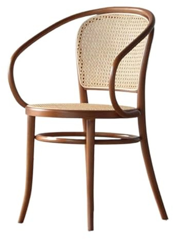 esmen Vintage-Rattan-Sessel, Freizeitstuhl aus natürlichem Korbgeflecht for Schlafzimmer, Leselounge, Balkon, Entspannung(Bruin)