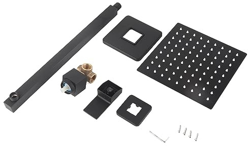 Cocoarm Quadratisches Regen-Dusch-Set Wandmontiertes Duschsystem in der Wand Dusch-Set Schwarze Matte Oberfläche Messing Edelstahl mit Einhebel-Temperaturregelung für Badezimmer Zuhause