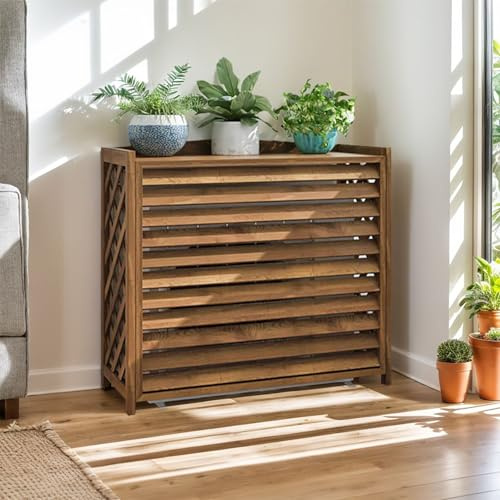 GonTzolkin Cubierta Aire Acondicionado Exterior Madera Grande Cubre Aire Acondicionado Exterior Valla Madera Protector Aire Acondicionado Exterior Funda Aire Acondicionado Balcon(110x50x85cm)